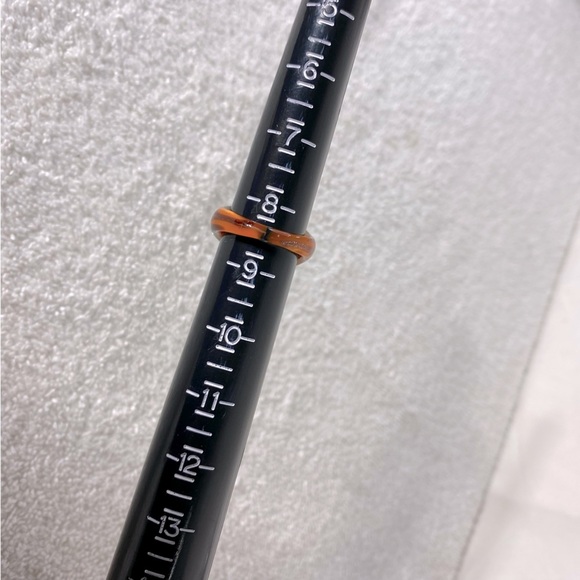 Vintage Art Glass Handmade Orange Burgundy Gold Glitter Band Ring - Picture 10 of 11